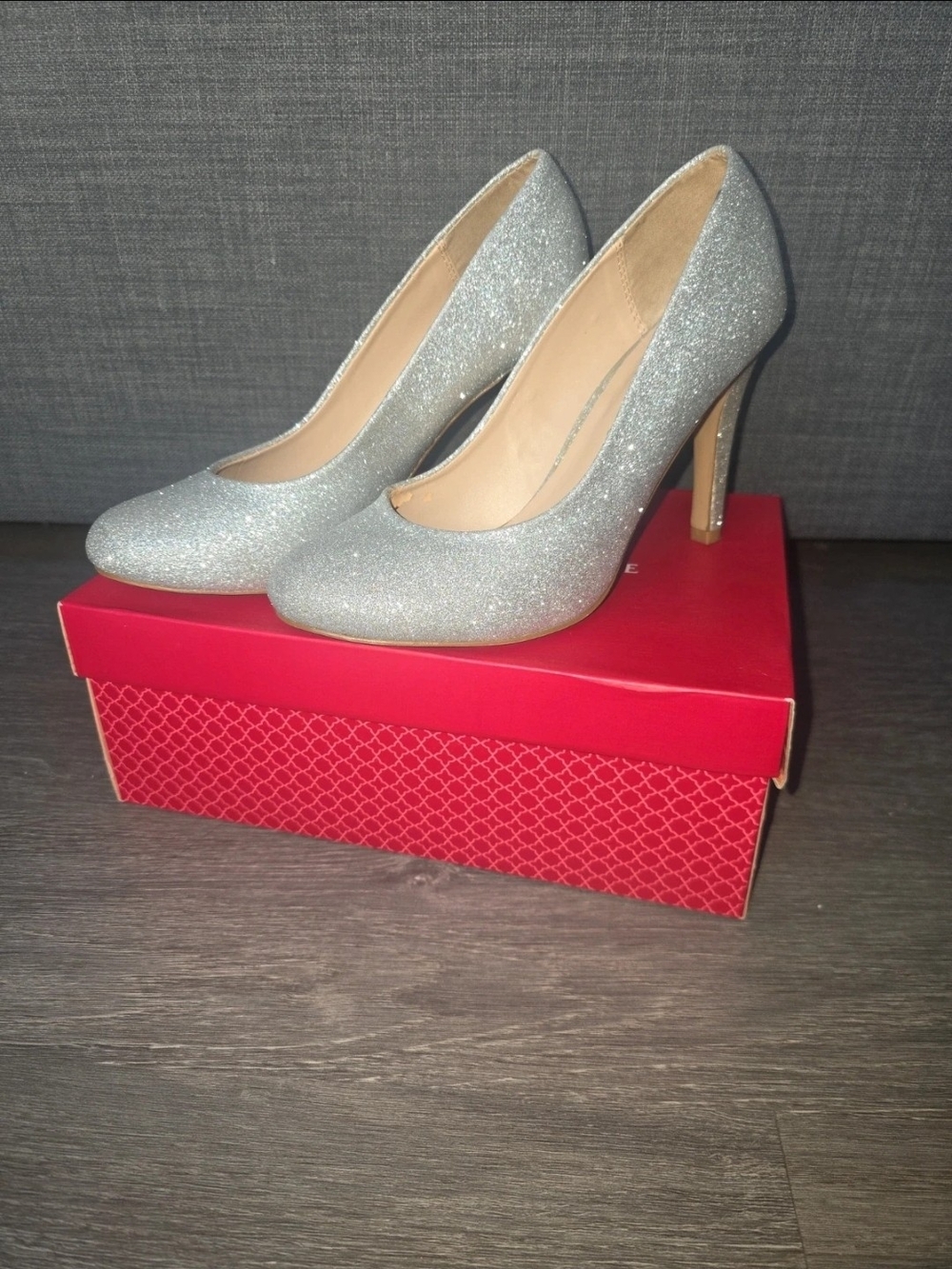 Silver Glitter High Heel Pumps - Women
